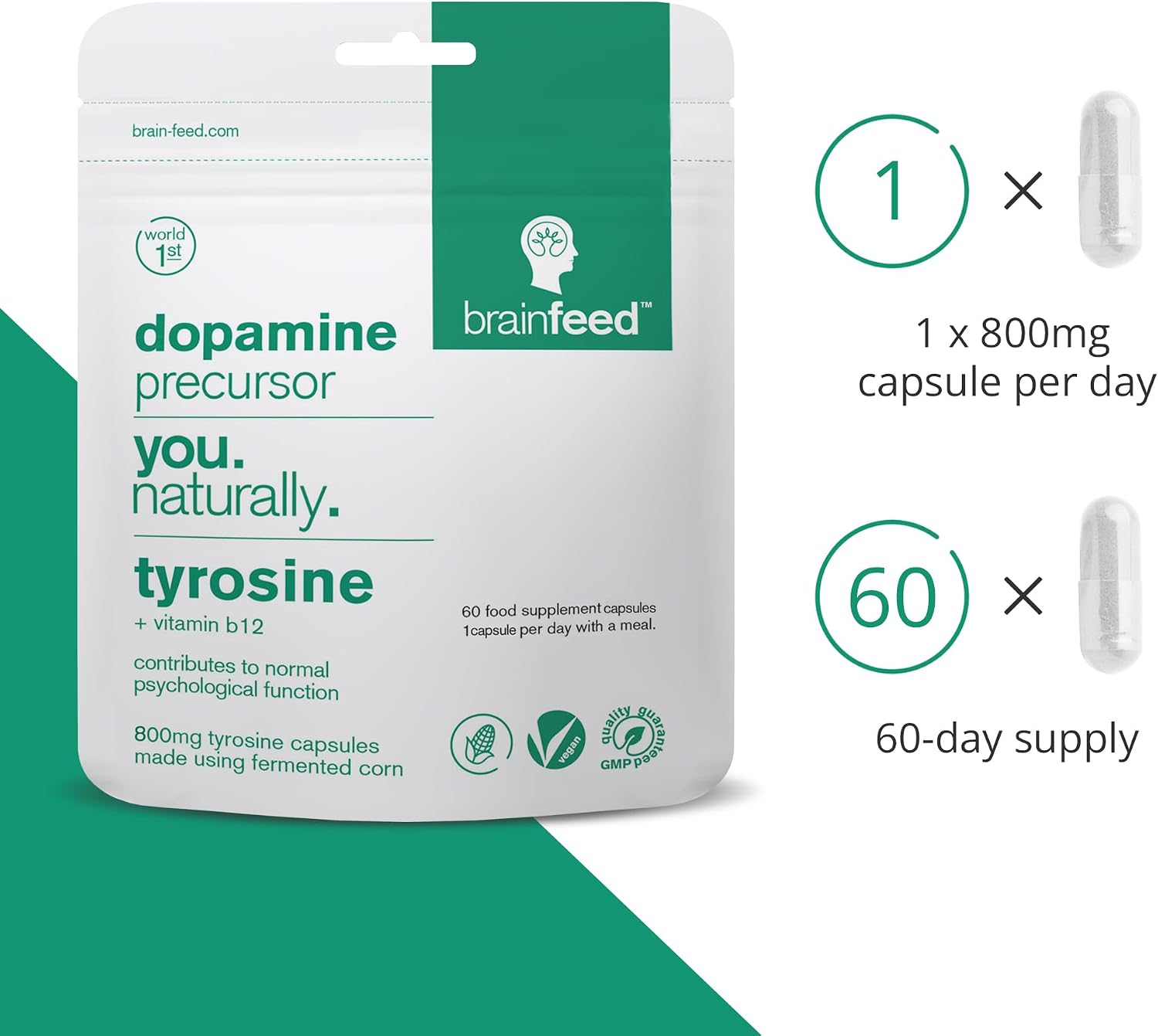 Dopamine Support Supplement with L-Tyrosine 800mg - 60 Capsules - görsel 4