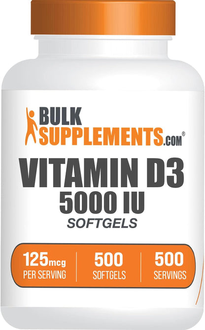 BulkSupplements.com Vitamin D3 5000 IU Softgels - 365 Count