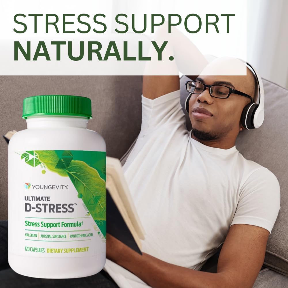 Youngevity Ultimate D-Stress – Stress Support Supplement with Magnesium, B Vitamins & Valerian Root, 120 Capsules - görsel 3