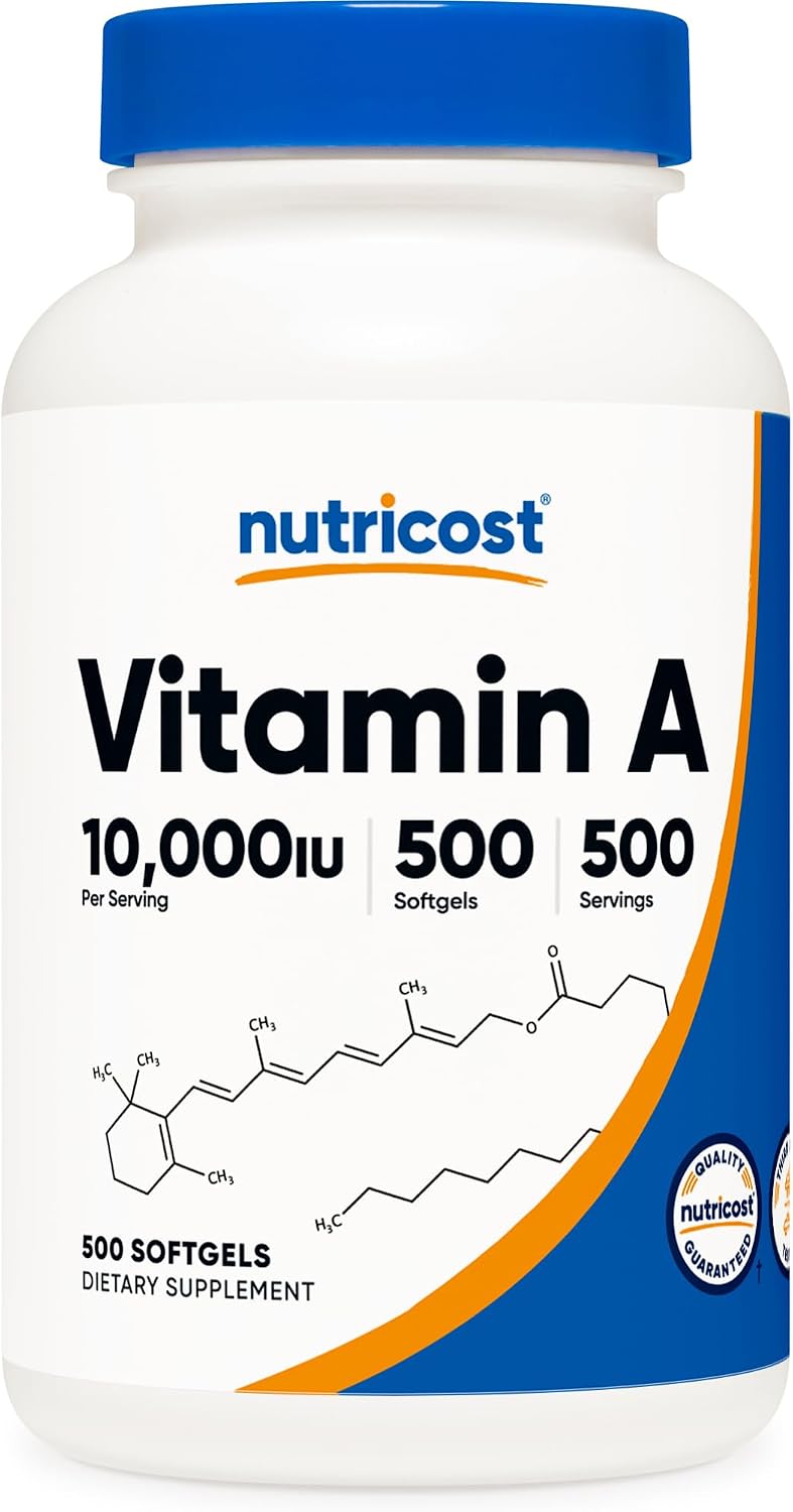 Nutricost Vitamin A 10,000 IU, 500 Softgels (3 Bottles) - görsel 5