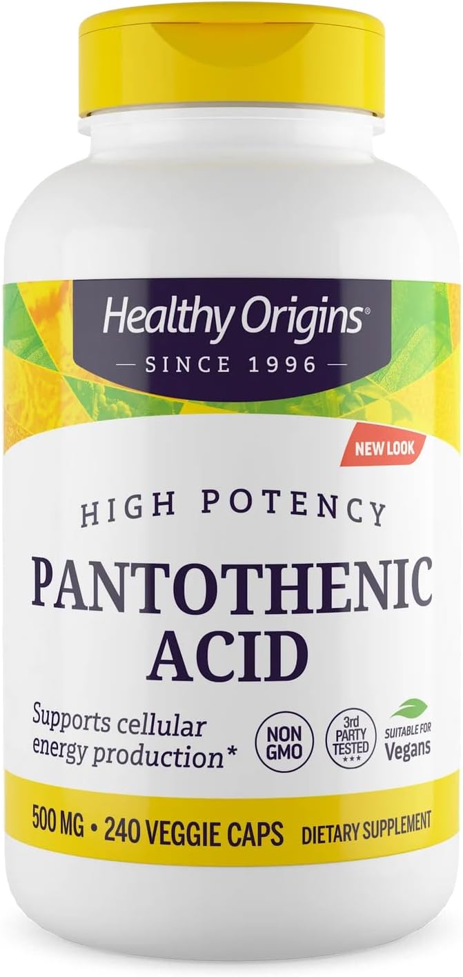 Healthy Origins Premium Vitamin B5 Pantothenic Acid 500 mg, 240 Vegan Capsules - görsel 1