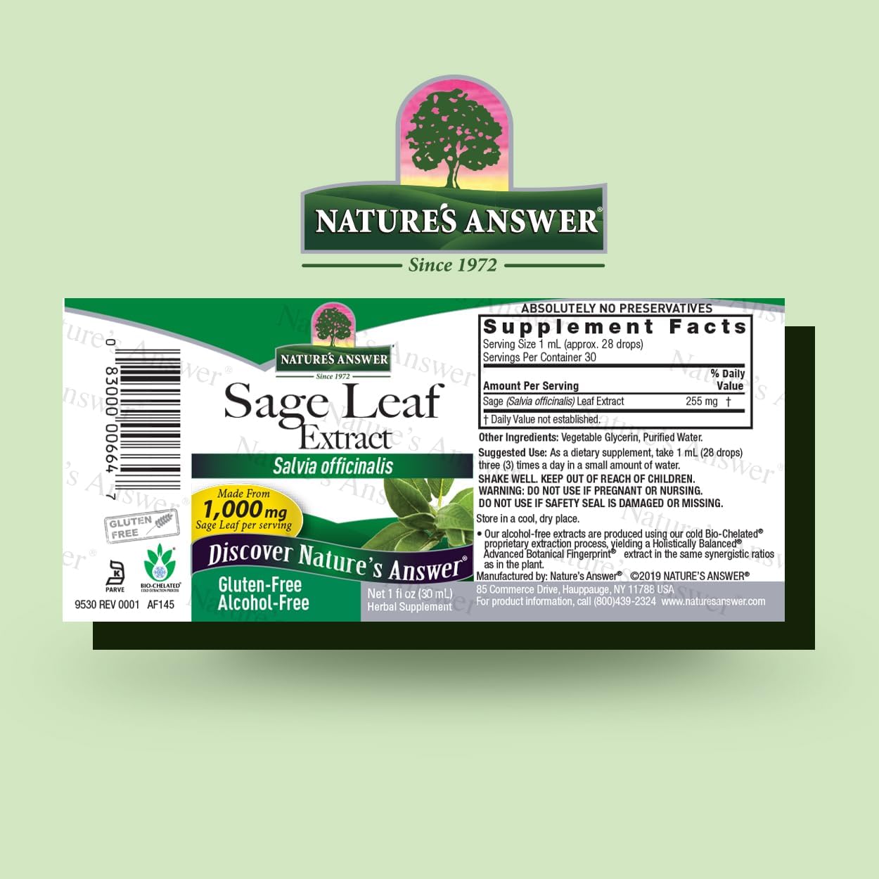 Nature's Answer Alcohol-Free Sage Leaf Liquid Extract, 30ml - görsel 2