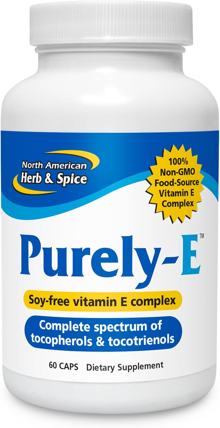 NORTH AMERICAN HERB & SPICE Purely-E - 60 Capsules - Whole Food Vitamin E Complex - görsel 1