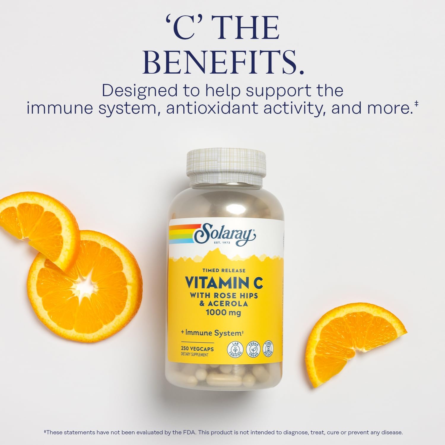SOLARAY Vitamin C 1000mg - Time Release Capsules with Rose Hips & Acerola - görsel 3