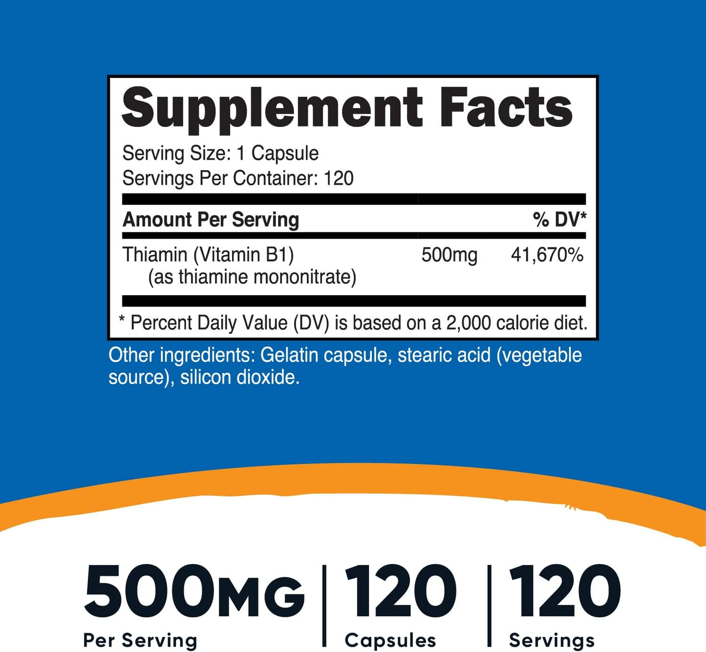 Nutricost Vitamin B1 (Thiamine) 500mg, 240 Capsules (2 Bottles) - görsel 2