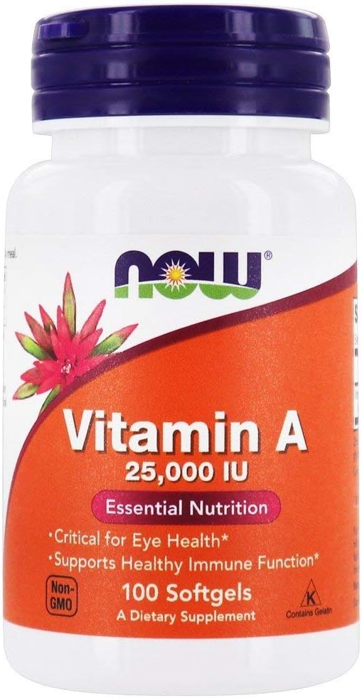 NOW Foods Vitamin A 25000 IU (Retinyl Palmitate) - 100 Softgels - görsel 1