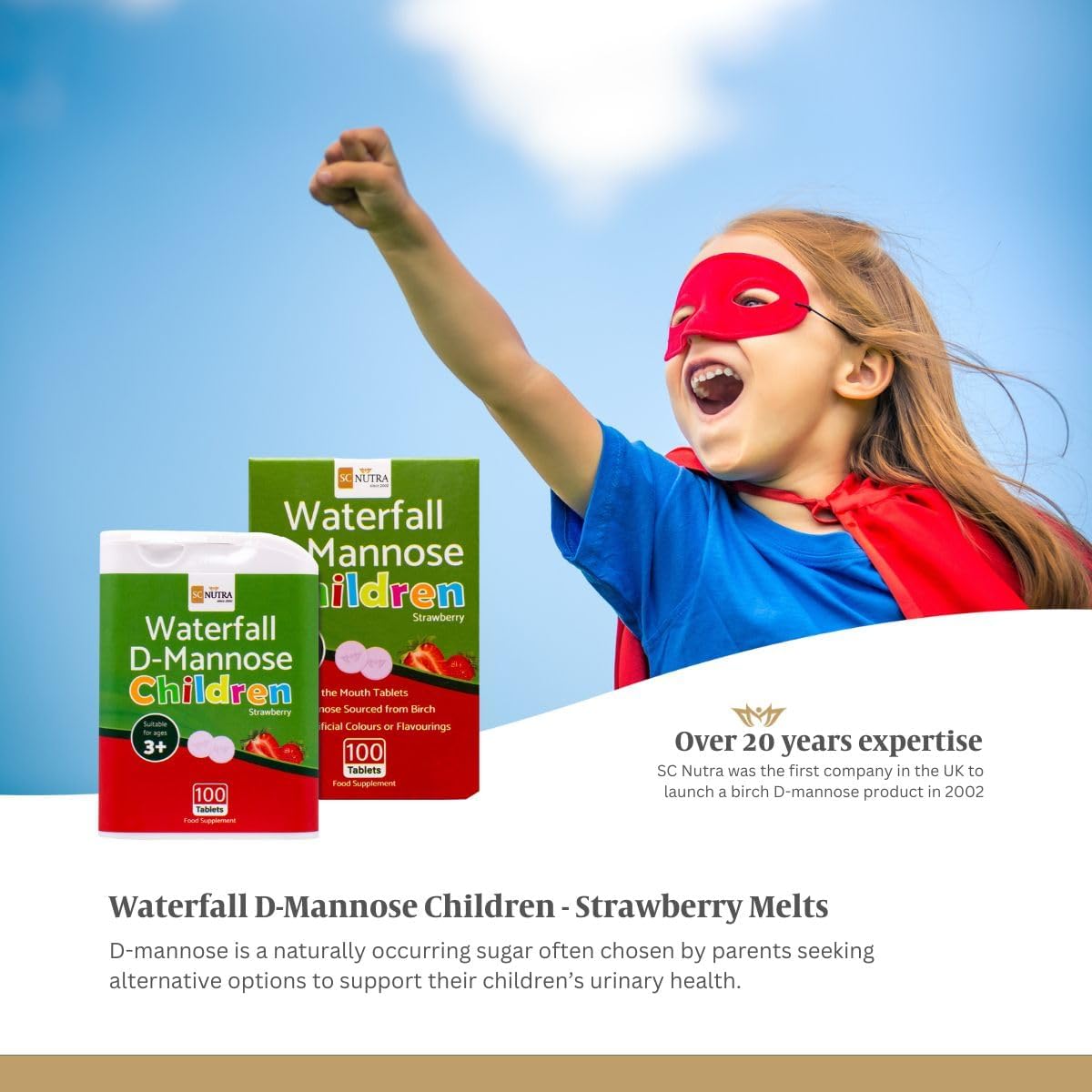 Waterfall D-Mannose Children Melt-in-the-Mouth Tablets, Strawberry, 100 Tablets - görsel 6