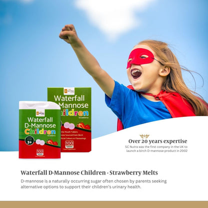Waterfall D-Mannose Children Melt-in-the-Mouth Tablets, Strawberry, 100 Tablets