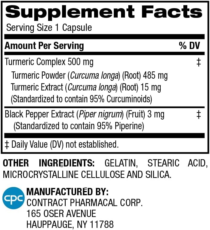 Earth's Splendor Turmeric Complex 500mg with Black Pepper, 90 Capsules - görsel 2
