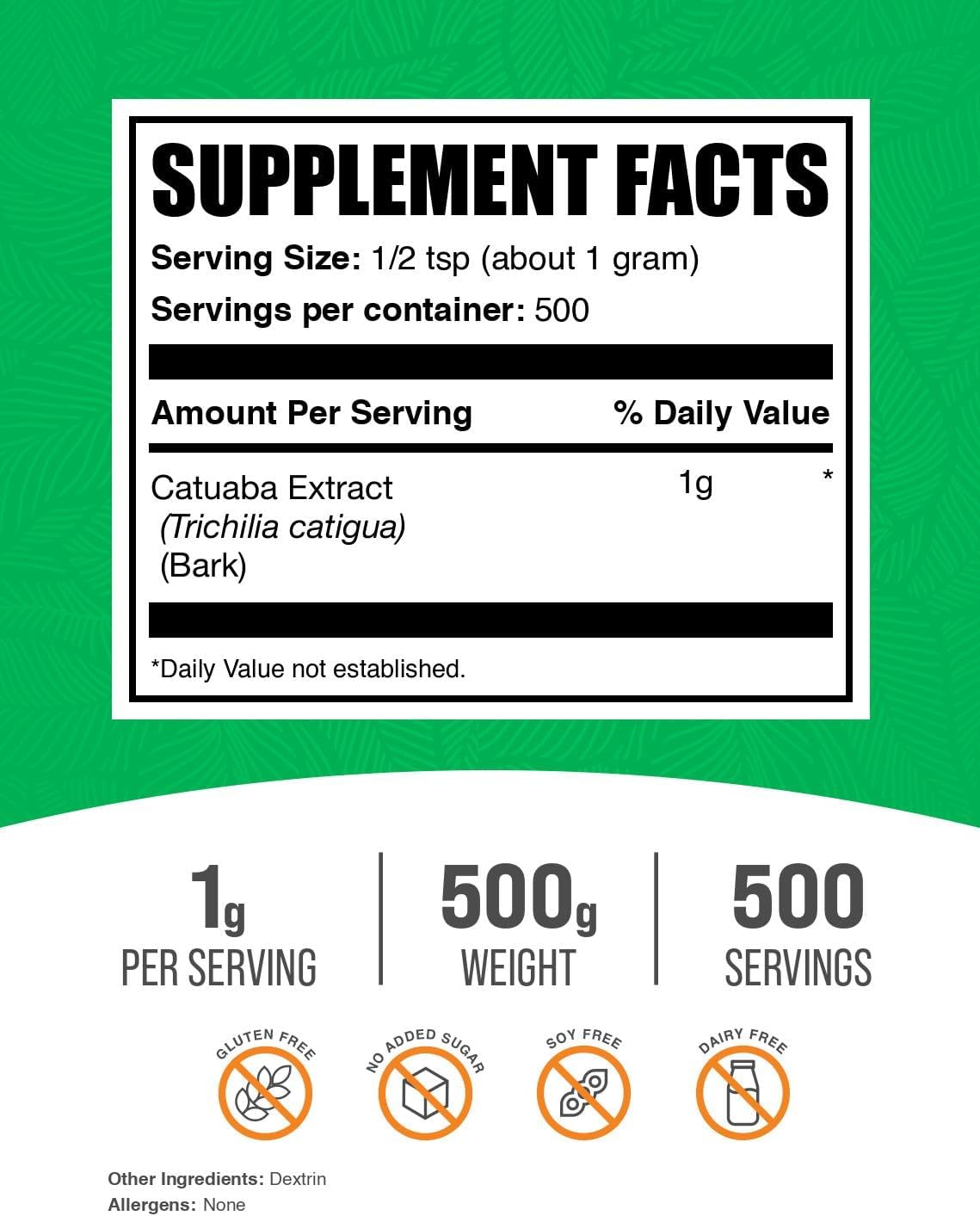 BulkSupplements Catuaba Bark Extract Powder – Herbal Supplement, 500g - görsel 2