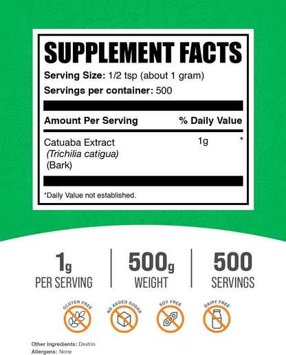 BulkSupplements Catuaba Bark Extract Powder – Herbal Supplement, 500g
