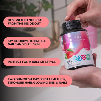 LIVS Biotin Gummies 10000mcg – Supports Healthy Hair, Skin & Nails | Vitamin B7 Supplement for Women & Men | Natural Grape Flavour | Vegan, Gluten-free & Non-GM | 180 Count with 90 Servings