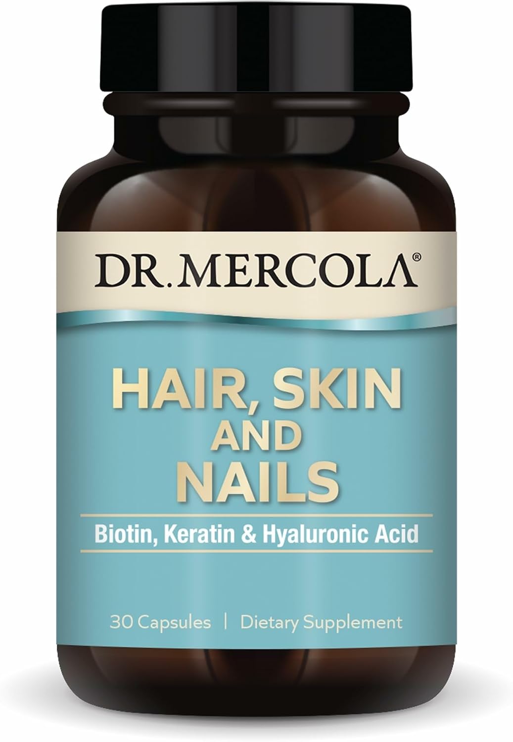 Dr. Mercola Hair, Skin and Nails – Biotin, Keratin & Hyaluronic Acid – 30 Capsules – Image 1