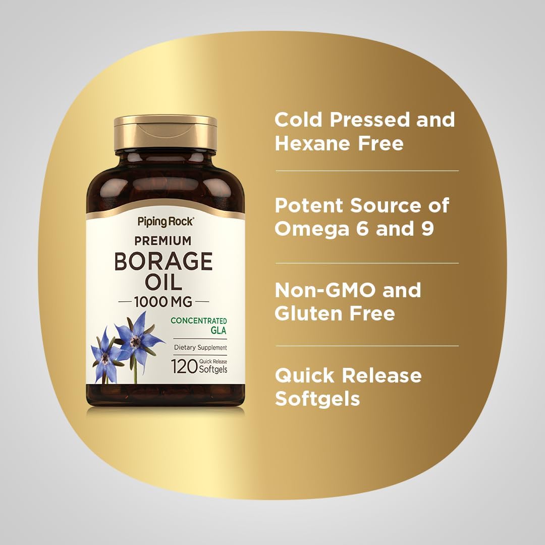 Piping Rock Borage Oil 1000mg, 120 Soft gel capsule Capsules - görsel 4