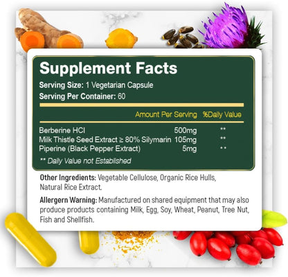 EzyAbsorb Gluten-Free Berberine 500mg with LA-3 AMPK Activator - 60 Vegan Capsules