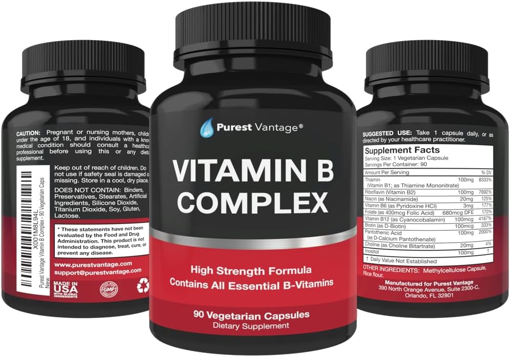 Vitamin B Complex – High Potency B Vitamins with B12, Folate, Inositol & Choline | 90 Vegan Capsules - görsel 4