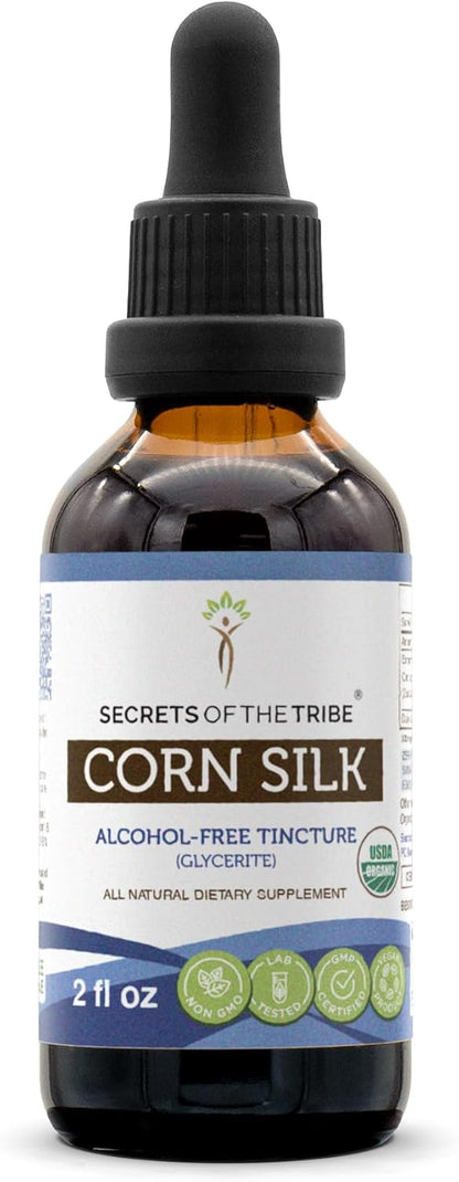 Secrets of the Tribe Corn Silk USDA Organic | Alcohol-free Extract, High-potency Herbal Drops | Made from 100% Certified Organic Zea Mays Dried Silk 4 oz