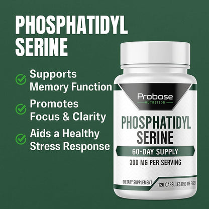 Probase Nutrition Phosphatidylserine 300mg Food Supplement for Cognitive Function - 120 Capsules