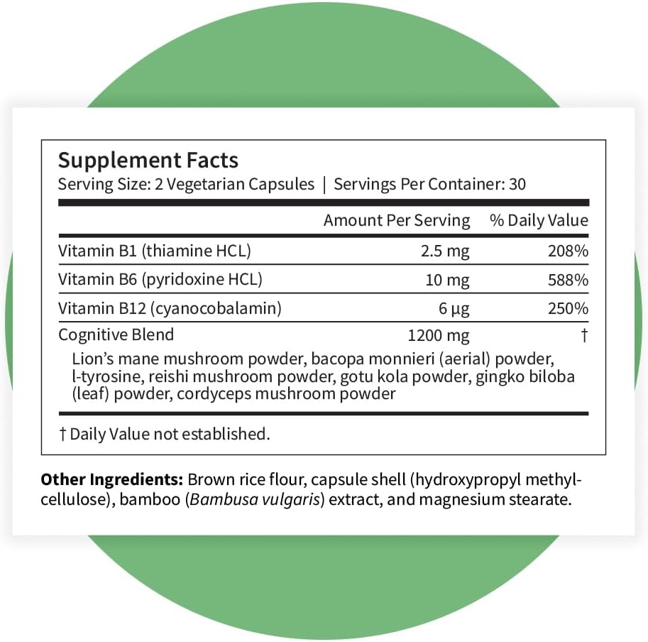 Pattern Wellness Cognitive Complex – Brain Health & Mental Clarity, Lion's Mane, Bacopa & B Vitamins, 60 Capsules - görsel 8