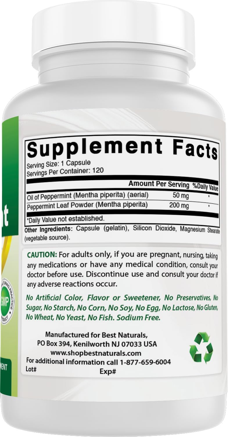 Best Naturals Peppermint Oil 250 mg - 120 Capsules (Pack of 2) - görsel 6