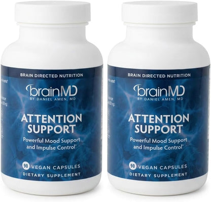 BRAINMD Dr Amen Attention Support - 90 Capsules - Supports Mental Focus & Impulse Control - Gluten-Free