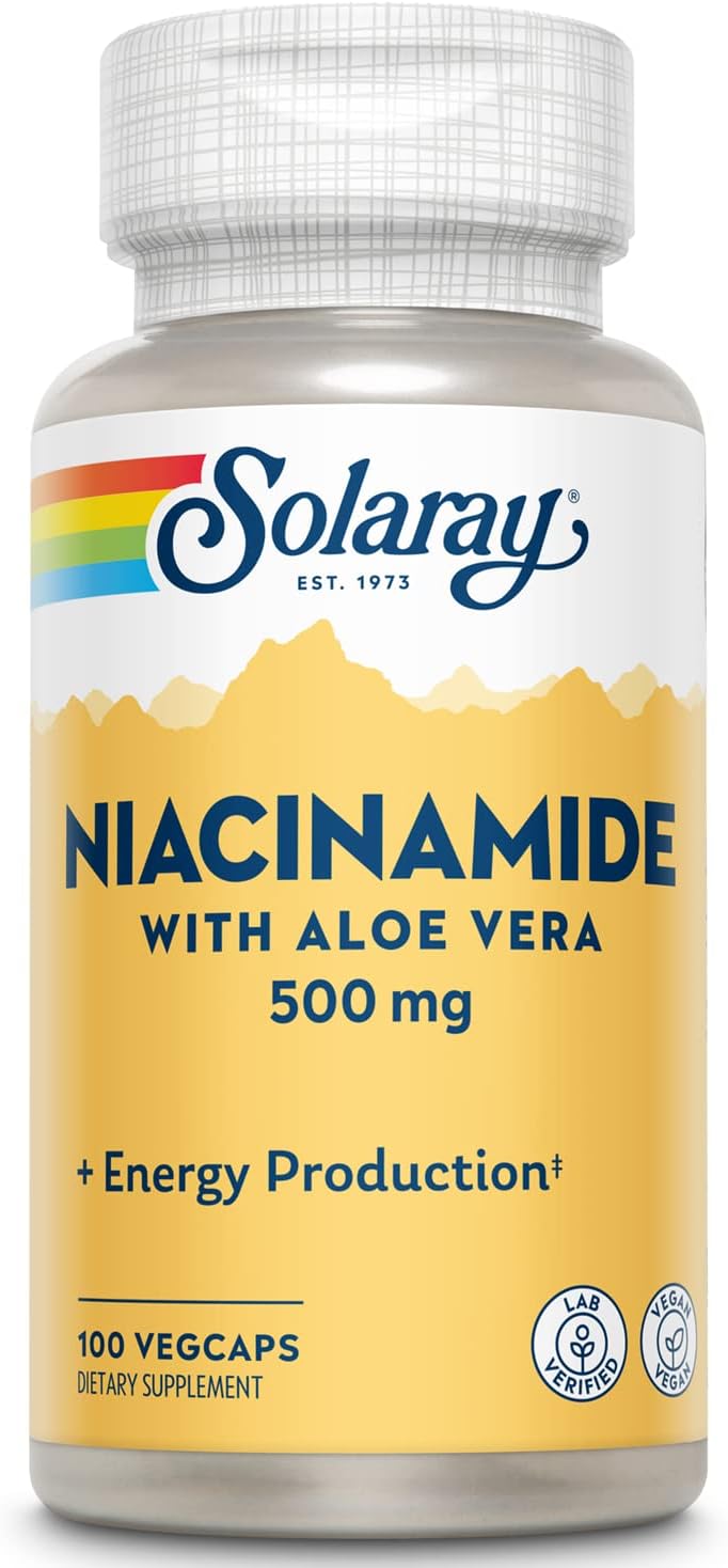 SOLARAY Niacinamide 500 mg - Vitamin B-3 for Energy, Nerve & Skin Health (100 Capsules) - görsel 1