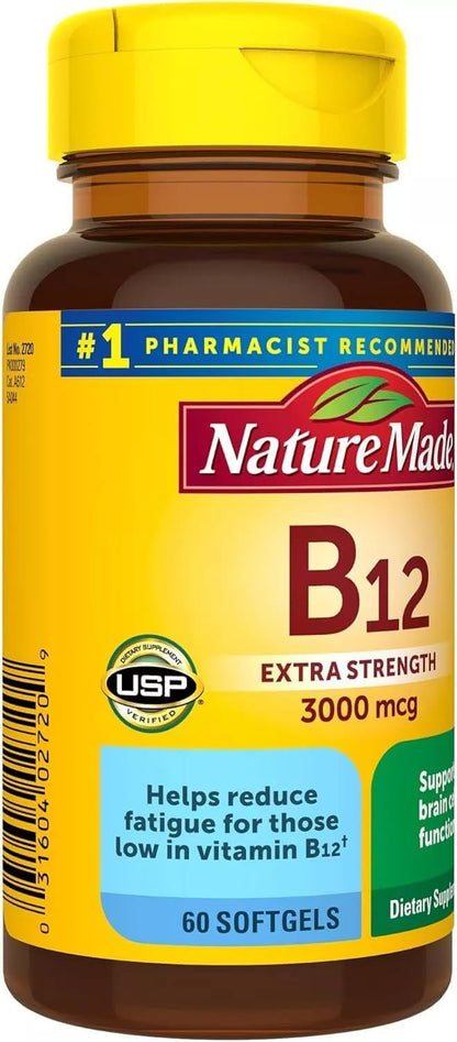 Nature Made Vitamin B12 Softgels, 3000 µg, 60 Capsules Pack of 3