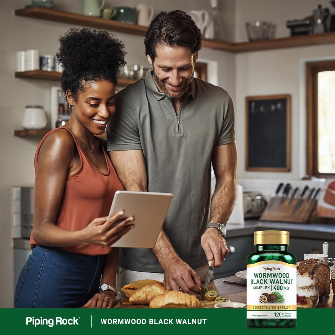 Piping Rock Wormwood Black Walnut Capsules - Herbal Extract Complex, 120 Count - görsel 6