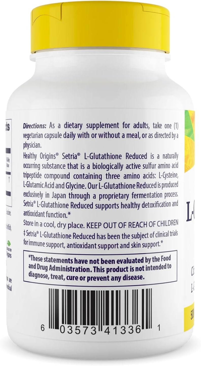 Healthy Origins Setria L-Glutathione 500 mg, 150 Veggie Capsules – Image 2