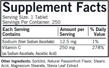 Kirkman Labs Vitamin C 250 mg Chewable Tablets with Stevia - 250 Tablets