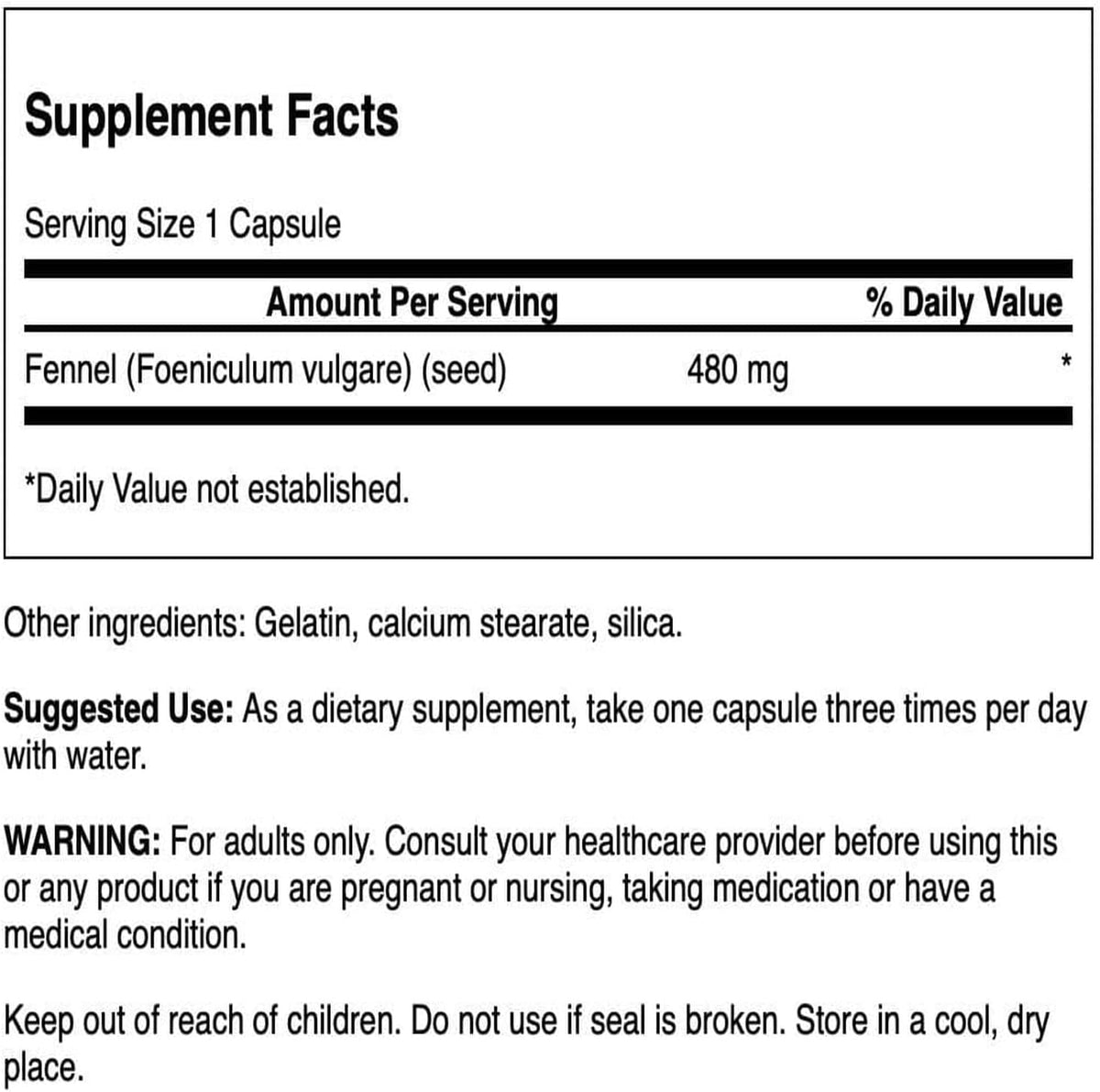 Swanson Fennel 480mg, 100 Capsules - görsel 2