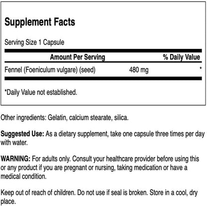 Swanson Fennel 480mg, 100 Capsules