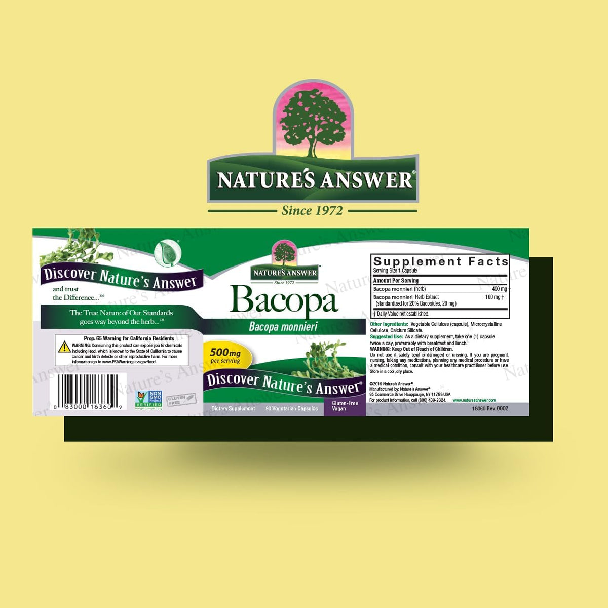 Nature's Answer Bacopa Monnieri – 500mg (90 Capsules) - görsel 2