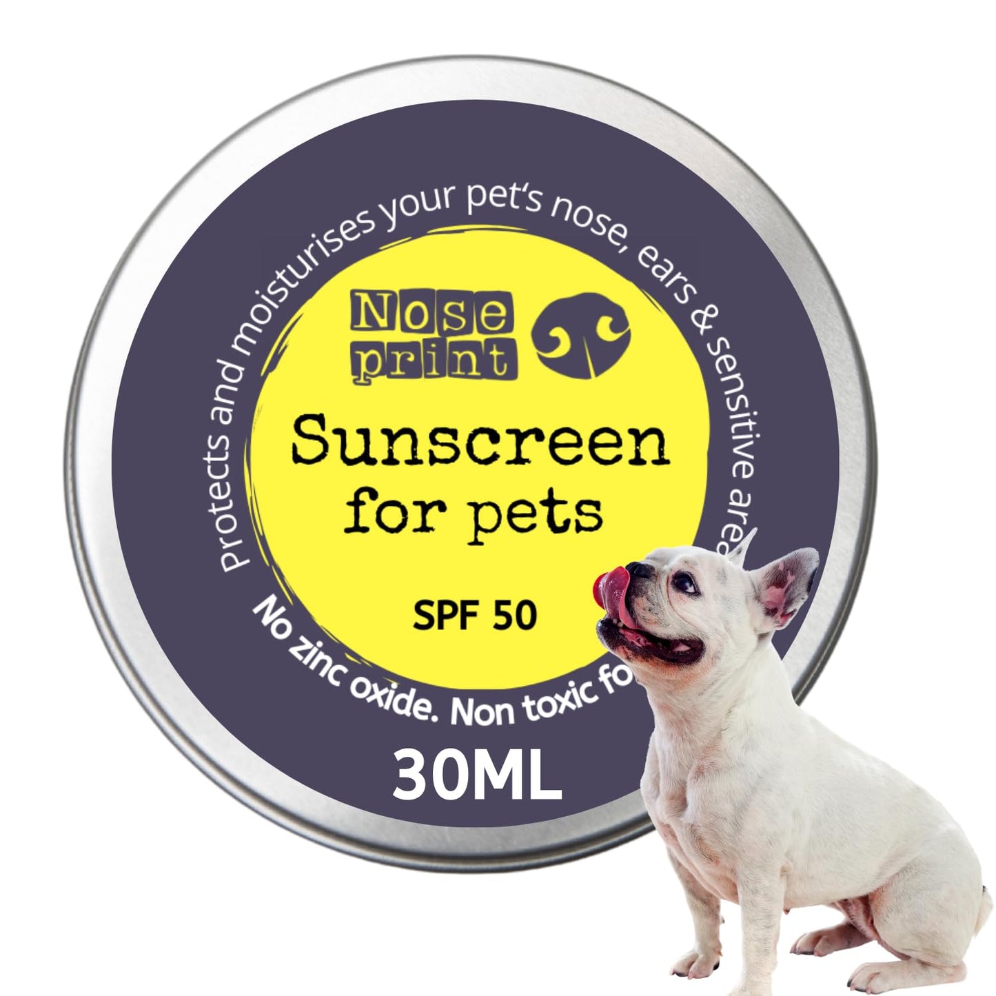 Noseprint SPF 50 Sun Protection Balm for Pets - 30 ml Tin, Moisturising Sunscreen for Dogs and Cats, Non-Toxic Nose and Paw Balm - görsel 1