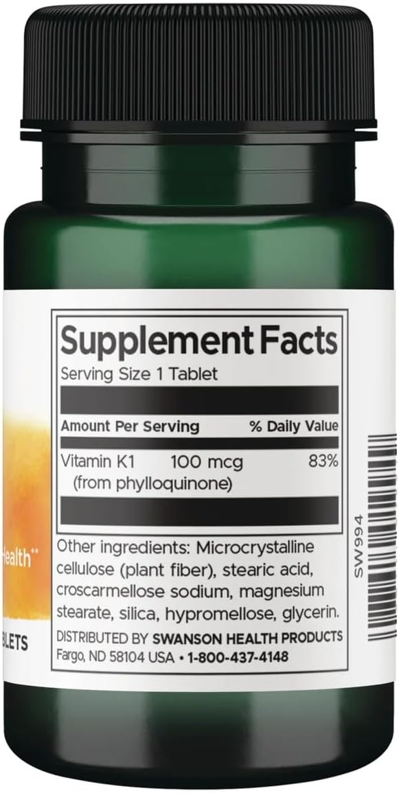 Swanson Vitamin K-1 100 mcg 100 Tabs (Pack of 2) - görsel 2