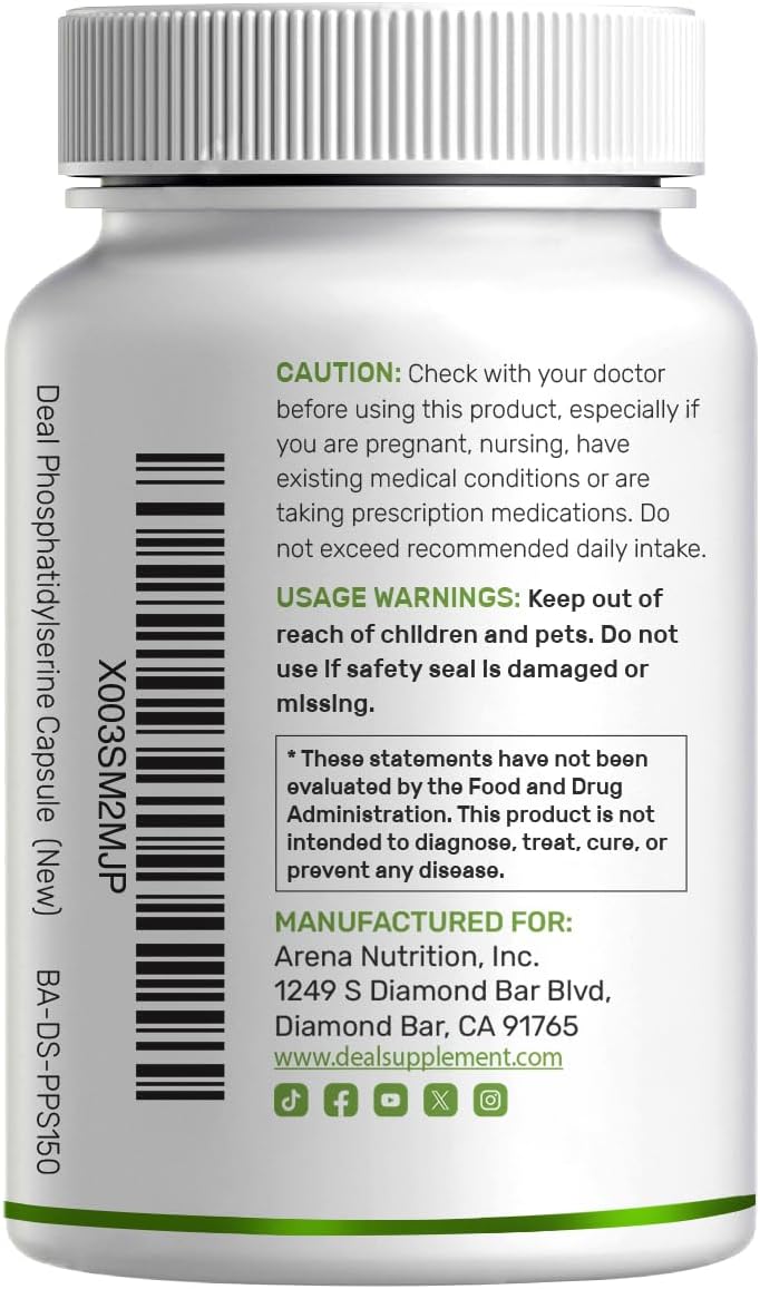 Phosphatidylserine Supplement - 400mg, 240 Capsules - Soya-free Sunflower Lecithin - görsel 8