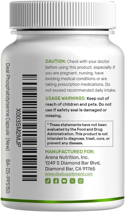 Phosphatidylserine Supplement - 400mg, 240 Capsules - Soya-free Sunflower Lecithin