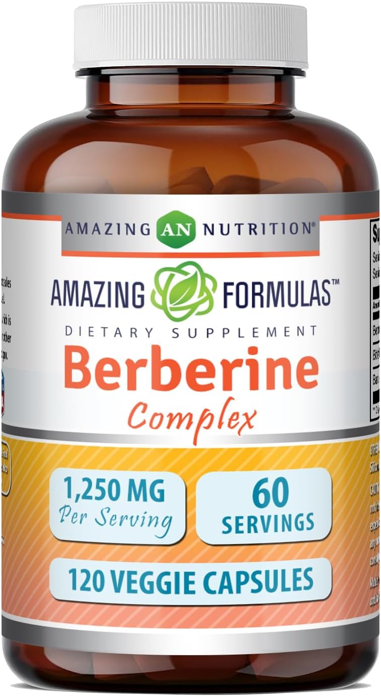 Amazing Formulae Berberine Complex with Bitter Melon & Banaba | 1250mg, 120 Vegan Capsules - görsel 1