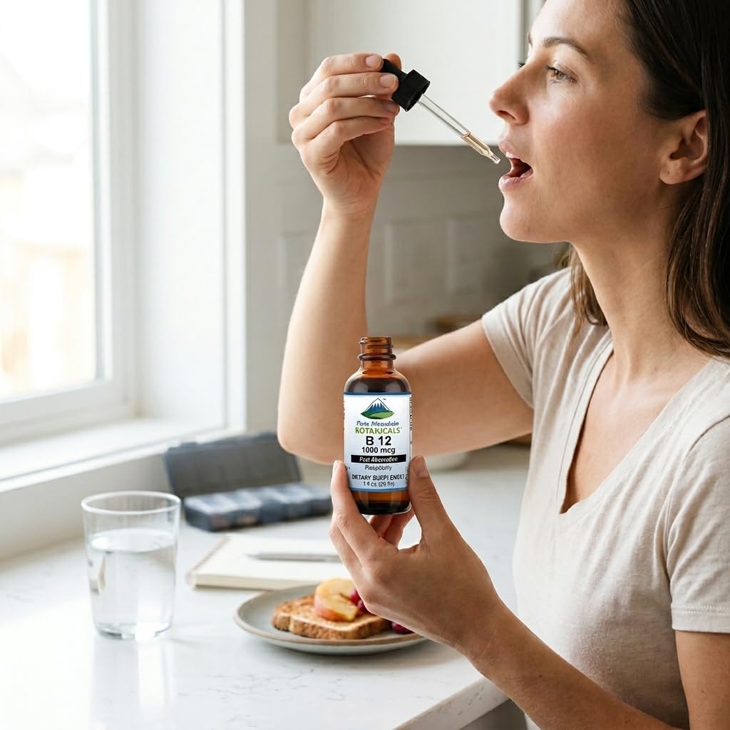 Pure Mountain Botanicals B12 1000 mcg - B12 Complex - Natural Berry Flavour - 30 Servings - Liquid Drops Vitamin - Kosher Supplement - görsel 3