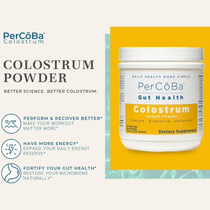 PERCOBA Bovine Colostrum Powder – Unflavoured, 3g per Serving, 83 Servings for Gut Health, Immunity and Muscle Recovery