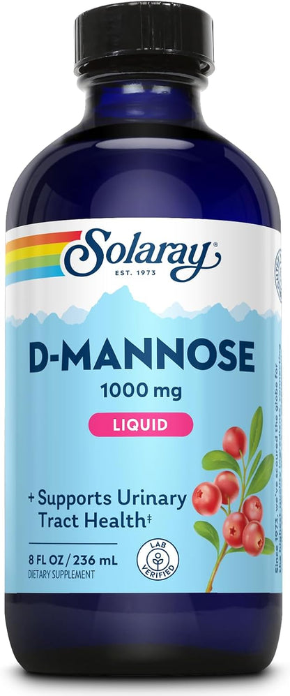 SOLARAY D-Mannose 1000 mg Liquid Formula with CranActin Cranberry Extract and Vitamin C