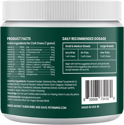 PetriMins 23-in-1 Dog Multivitamin Supplements, 90 Chicken Chews