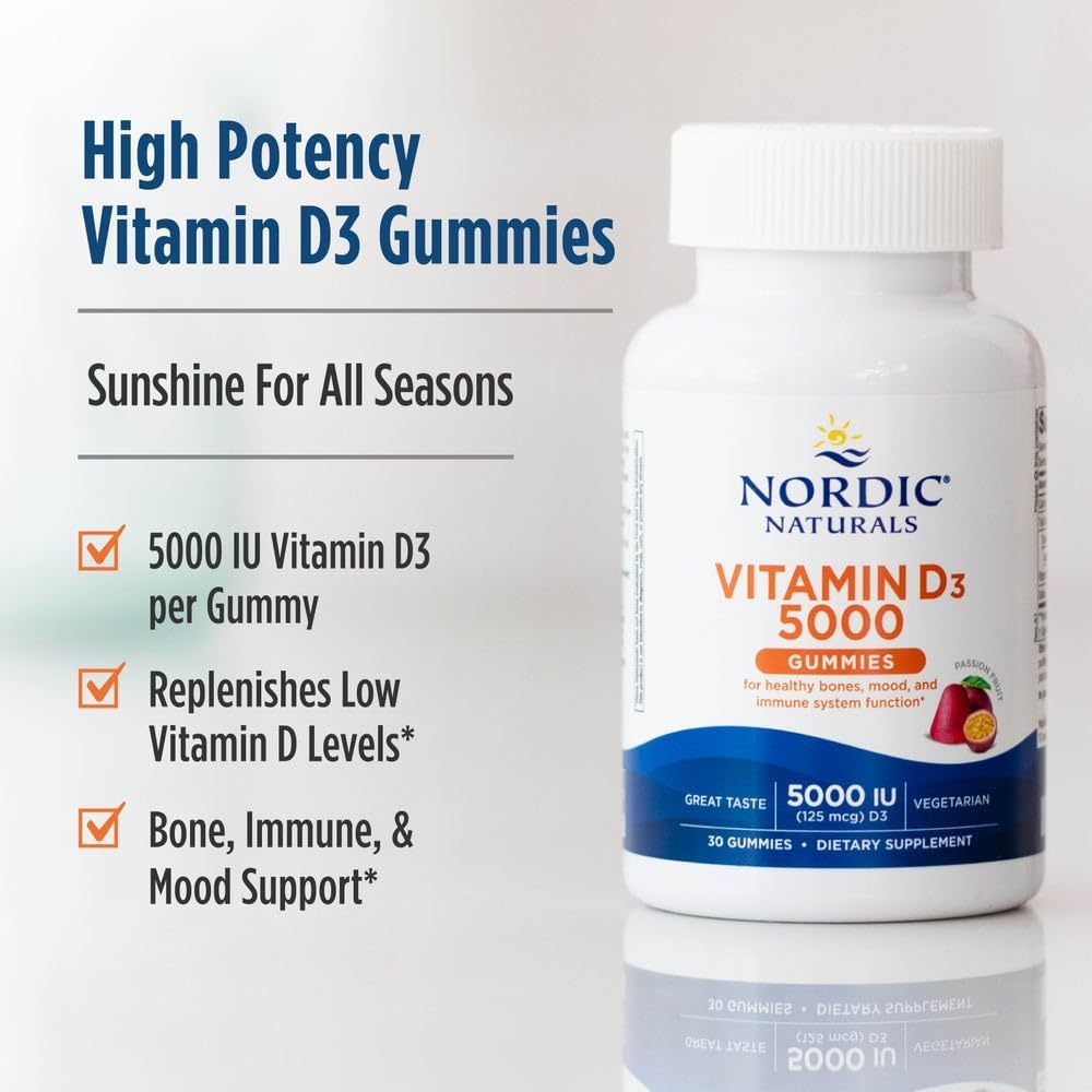 Nordic Naturals Vitamin D3 5000 IU Gummies, Passion Fruit, 30 Gummies - görsel 3