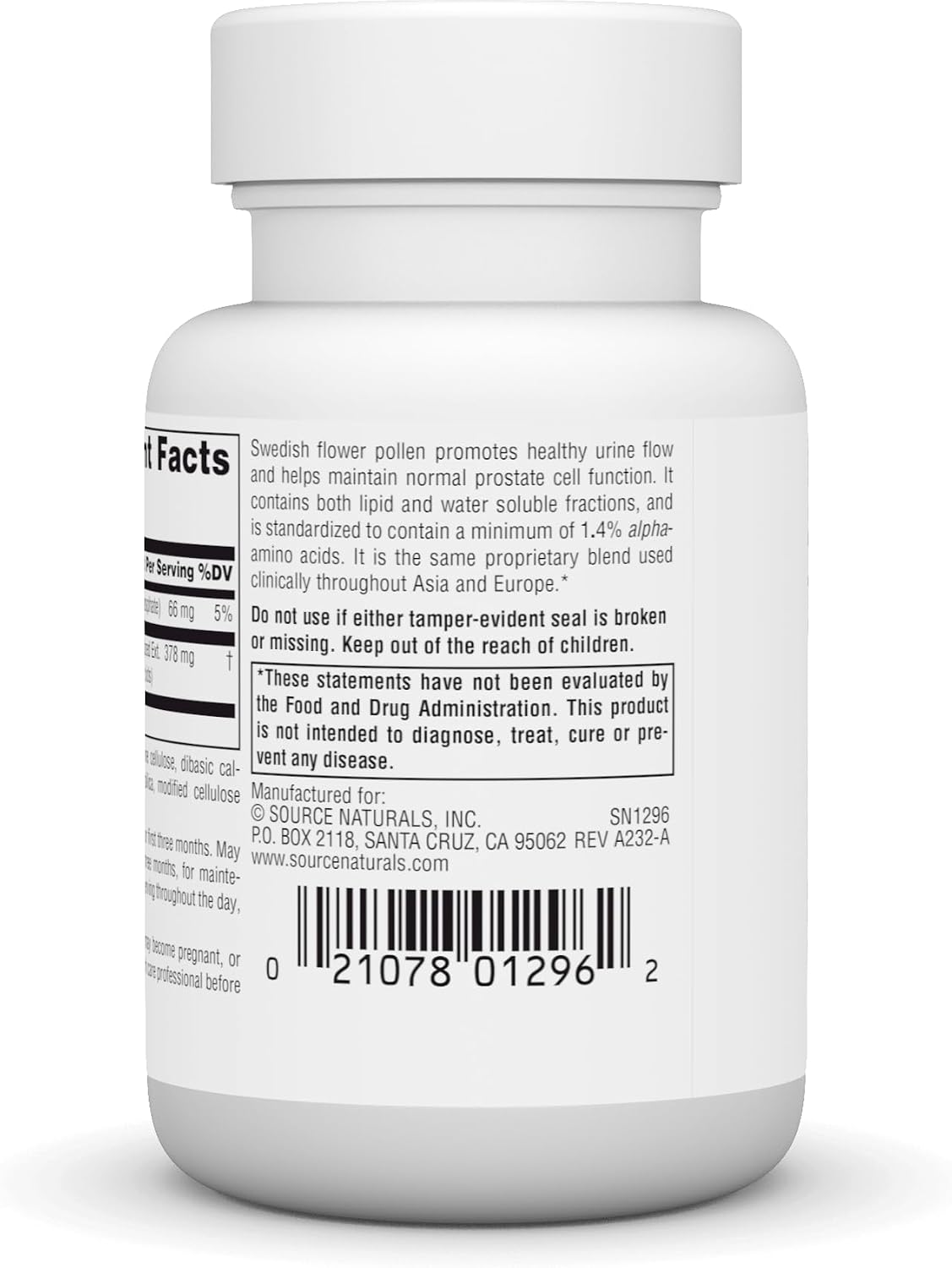 Source Naturals Swedish Flower Pollen Extract Supplement, Supports Prostate Function and Healthy Urine Flow - 45 Tablets - görsel 4