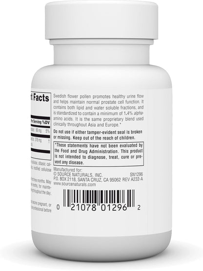 Source Naturals Swedish Flower Pollen Extract Supplement, Supports Prostate Function and Healthy Urine Flow - 45 Tablets