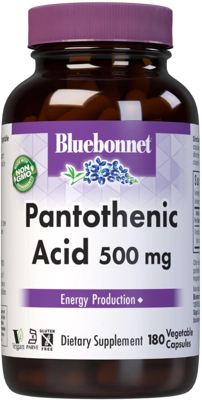 Bluebonnet Pantothenic Acid 500 mg, 180 Vegetable Capsules - görsel 1