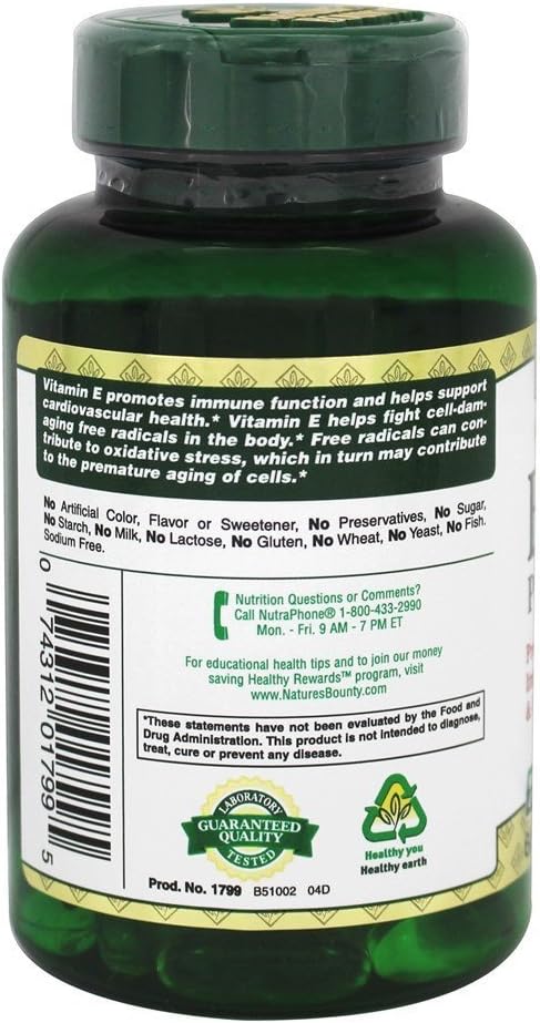 Nature's Bounty Vitamin E 1000 IU Softgels, 60 Softgels (Pack of 2) - görsel 3
