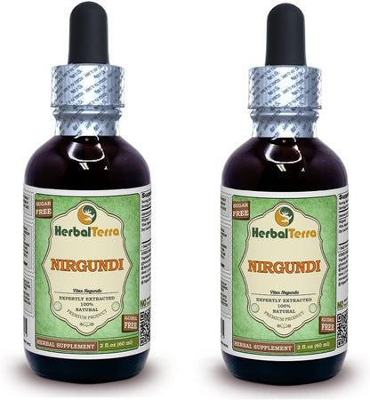 Nirgundi (Vitex Negundo) Dried Leaf Alcohol-Free Liquid Extract - HerbalTerra (4x120 ml)