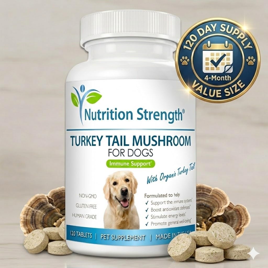 Nutrition Strength Organic Turkey Tail Mushroom for Dogs - 500mg Immune Support - 120 Chewable Tablets - görsel 7