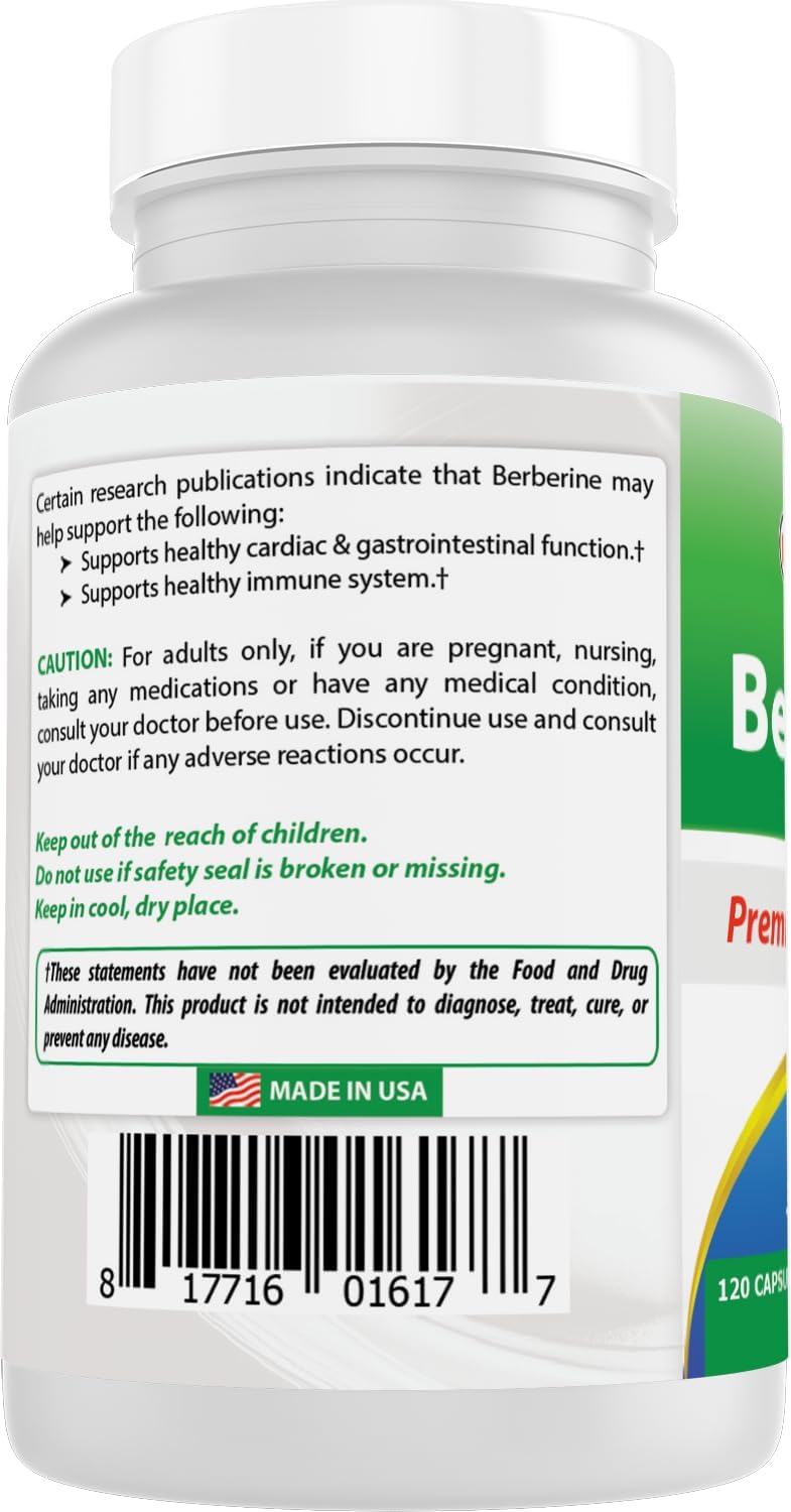 Best Naturals Berberine 500 mg Capsules – Cardiovascular and Immune Support - görsel 7
